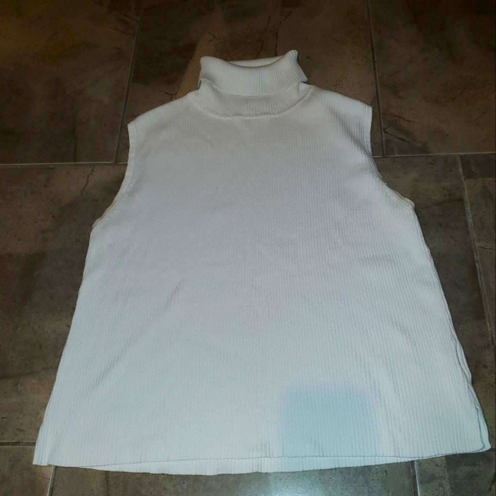 Pierre Cardin sleeveless cotton turtleneck top. Knit. Vintage